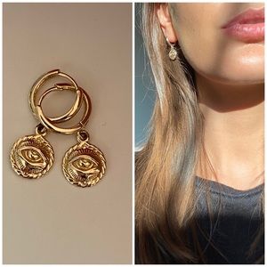 18K Gold Plated Evil Eye Braided Drop Earrings